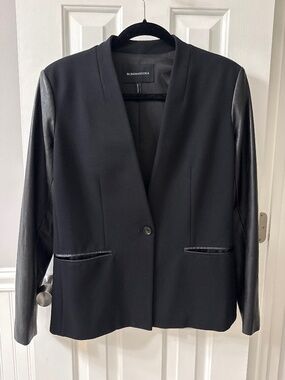 BCBG blazer with faux leather sleeves